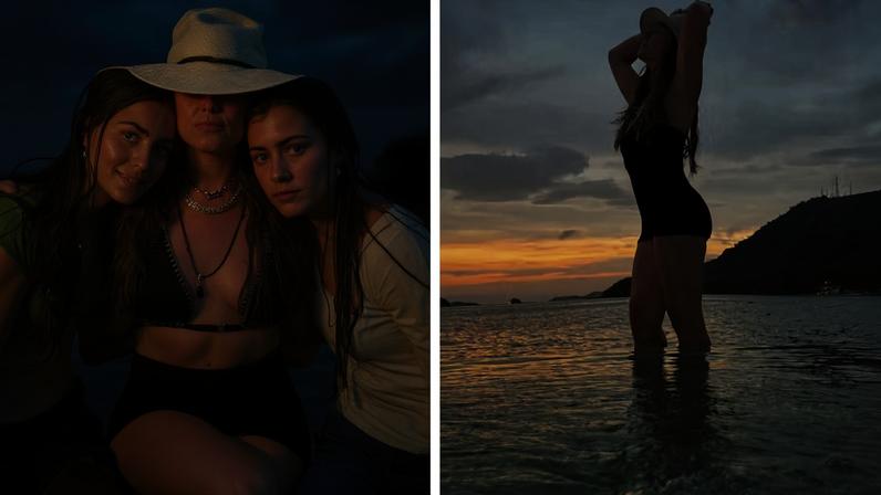 Giovanna Antonelli com as filhas gêmeas, Antonia e Sofia, em Angra dos Reis