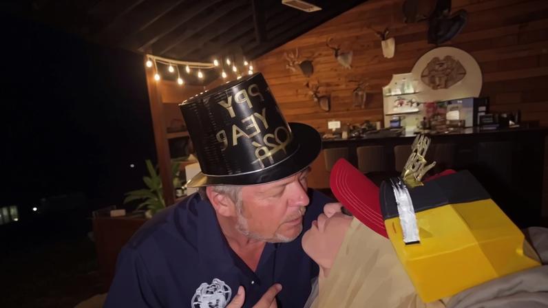 Gwen Stefani shares a kiss with Blake Shelton on New Year's Eve.