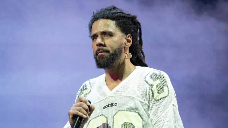 J. Cole onstage at the 2025 Dreamville Music Festival on April 6, 2025 in Raleigh, NC.