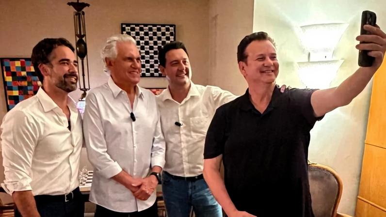 Os governadores Eduardo Leite (RS), Ronaldo Caiado (GO), Ratinho Jr. (PR), e o presidente do PSD, Gilberto Kassab. Foto: Reprodução redes sociais