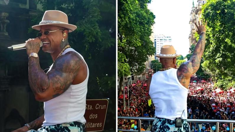 Léo Santana arrasta multidão com bloco no Rio de Janeiro