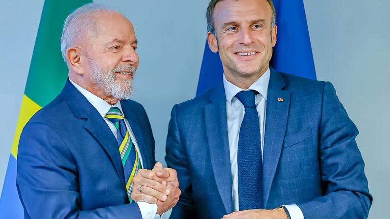 Luiz Inácio Lula da Silva e Emmanuel Macron na ONU