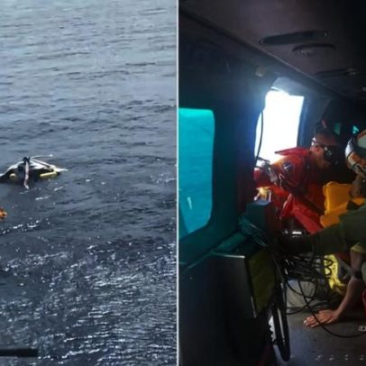 Helicóptero faz pouso de emergência em praia no Rio