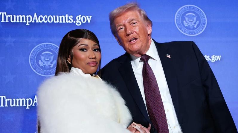 Nicki Mina joins President Donald Trump on Jan. 28, 2026 in Washington, D.C.
