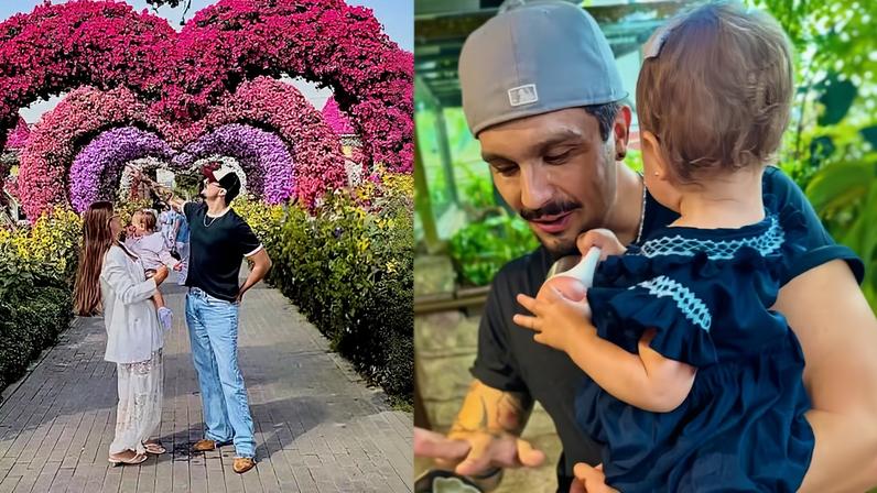 Discretíssimo com a filha, Luan Santana abre álbum de fotos da bebê em Dubai e encanta a web