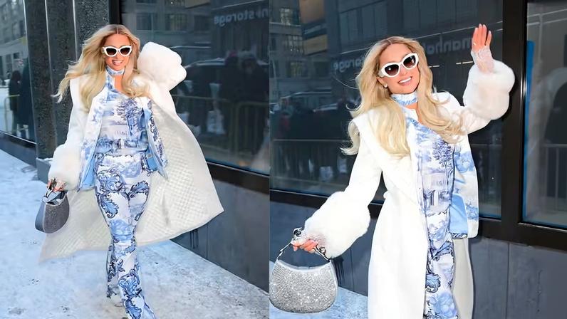Paris Hilton rouba a cena em Nova York com blazer de grife — Foto: Getty Images