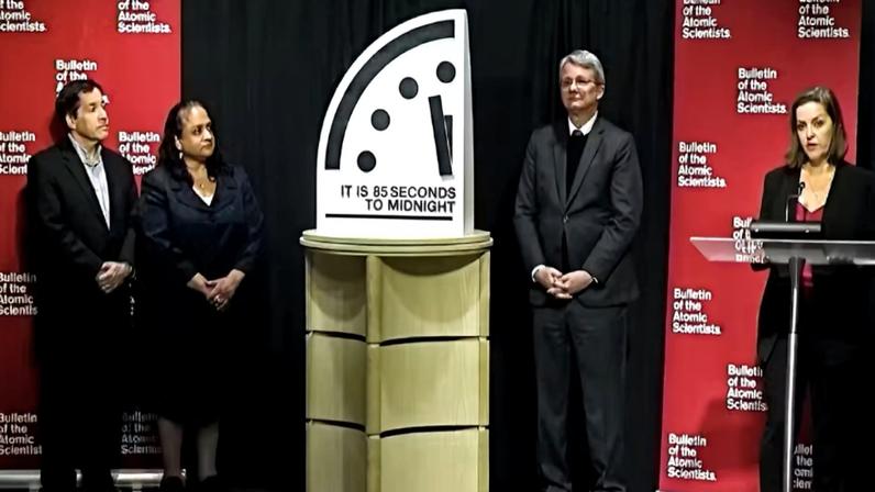 Relógio do Juízo Final avançando para 85 segundos