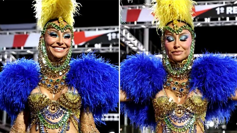 Sabrina Sato emociona-se ao pisar na Sapucaí em ensaio técnico com Vila Isabel