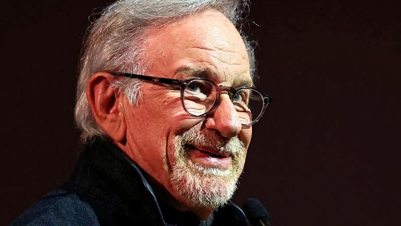 LOS ANGELES, CALIFORNIA - SEPTEMBER 10: Filmmaker Steven Spielberg speaks at the press preview of "Jaws: The Exhibition" at Academy Museum of Motion Pictures on September 10, 2025 in Los Angeles, California.