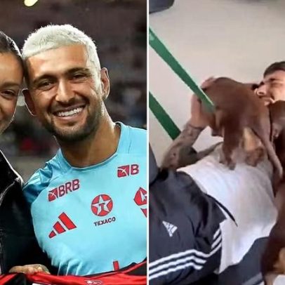 Arrascaeta recebe beijo durante treino; vídeo feito por mulher mostra momento