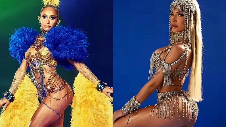 Sabrina Sato e Gabi Martins são as estrelas da Vila Isabel — Foto: Gabi Schmidt/Divulgação e Wallace Ximenes/Divulgação