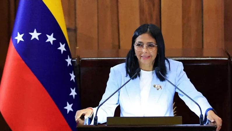 A presidente interina da Venezuela, Delcy Rodriguez. Foto: Efrain Gonzalez / Venezuelan Presidency / AFP