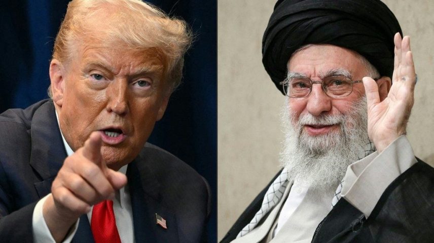 Donald Trump ameaça a República Islâmica governada por Ali Khamenei. Fotos: ANDREW CABALLERO-REYNOLDS / IRANIAN SUPREME LEADER OFFICE / AFP