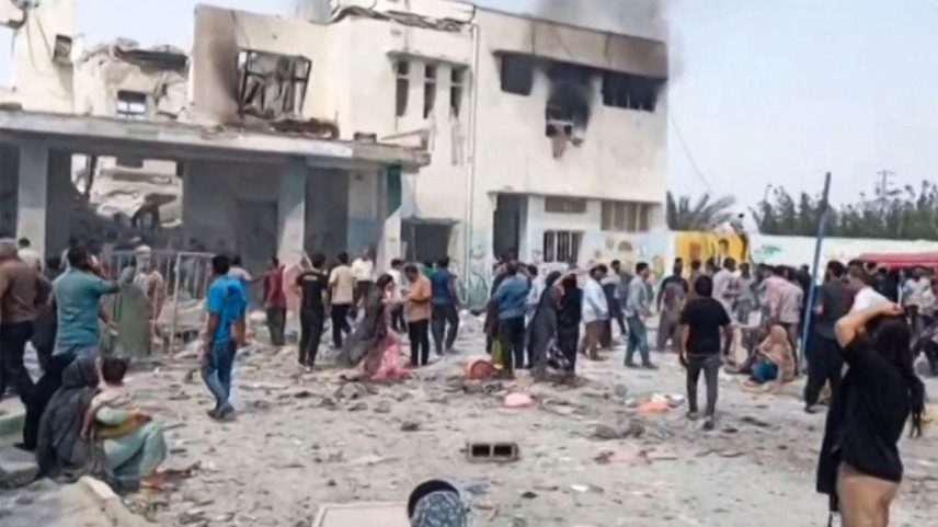 O prédio da escola atingida pelo ataque israelense no Irã – imagem: AFP PHOTO/ IRIB/HANDOUT