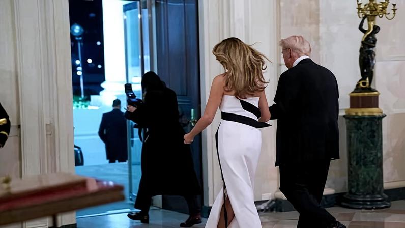 On the way out … Melania and Donald Trump in a scene from the documentary.