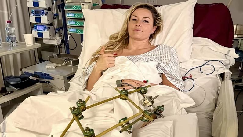 Lindsey Vonn posted a photo from an Italian hospital on Wednesday.