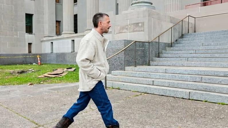Shia LaBeouf outside court in New Orleans on Thursday.