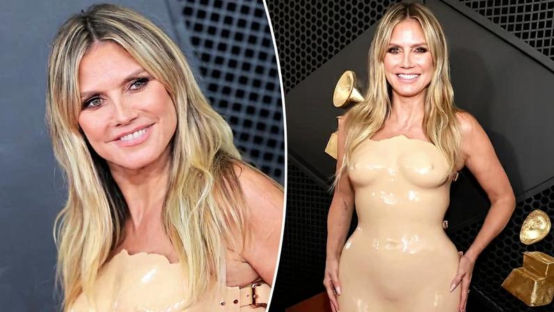 Heidi Klum in her dress on the Grammys red carpet