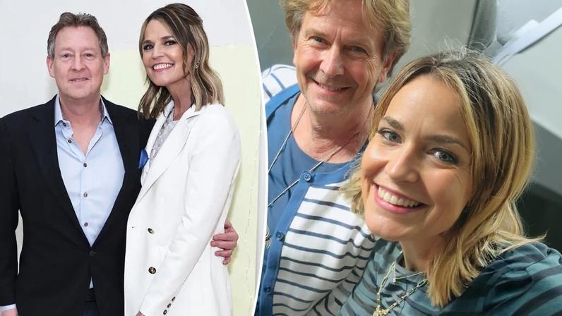Michael Feldman and Savannah Guthrie posing at the "Mostly What God Does" book presentation.