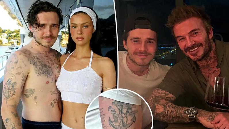 Brooklyn Beckham cobre tatuagem para o pai David