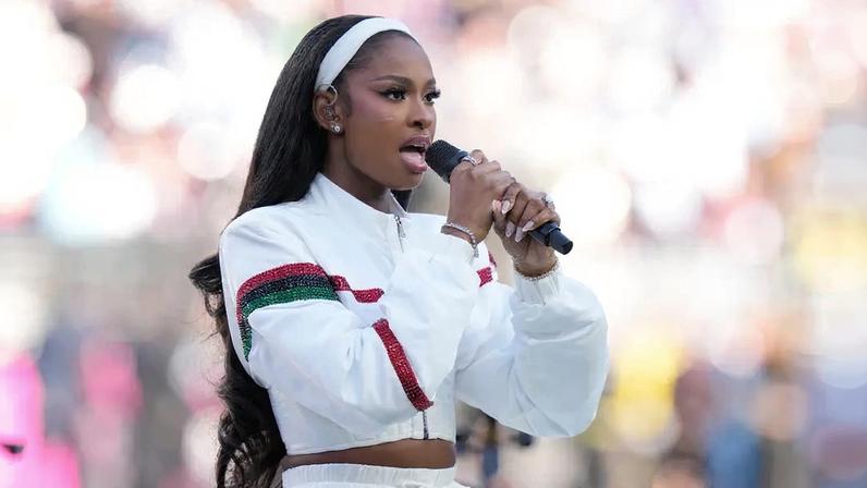Coco Jones gave a stunning performance of “Lift Every Voice and Sing” ahead of the 2026 Super Bowl.
