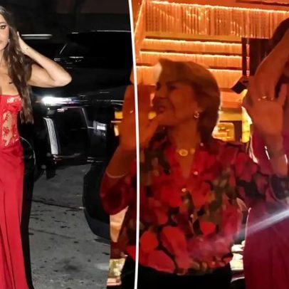 Sofia Vergara usa vestido vermelho em Miami durante jantar que vira festa