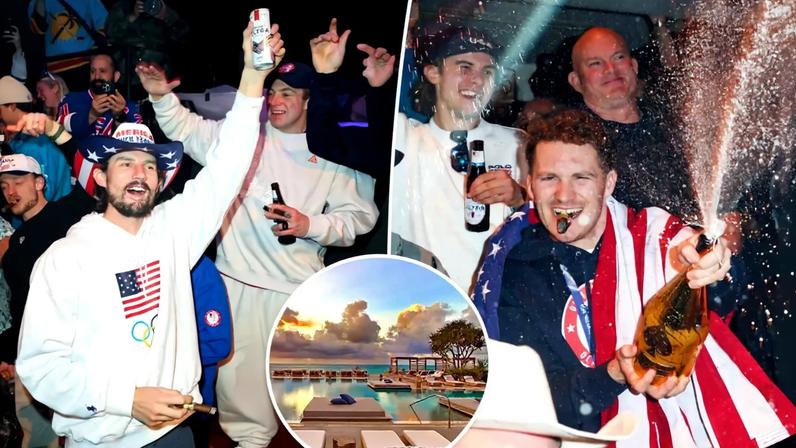 The Men’s USA hockey team celebrated their gold medal victory at the 2026 Winter Olympics in Miami Monday night.