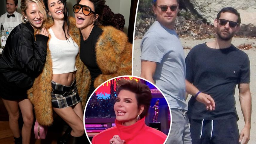 Lisa Rinna (seen here with her daughters, Delilah and Amelia, in Beverly Hills in November 2025) has claimed Leonardo DiCaprio and Tobey Maguire both “hit up” her daughters.