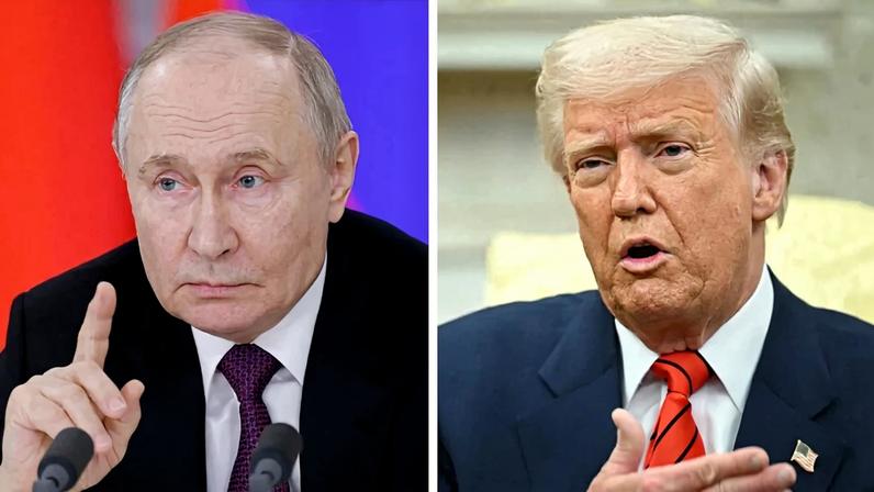 Putin e Trump estão em um impasse sobre uma possível trégua na guerra com a Ucrânia. Fotos: Maxim Shemetov / POOL / AFP e Mandel NGAN / AFP