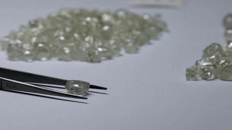 Diamantes dispostos na unidade da De Beers