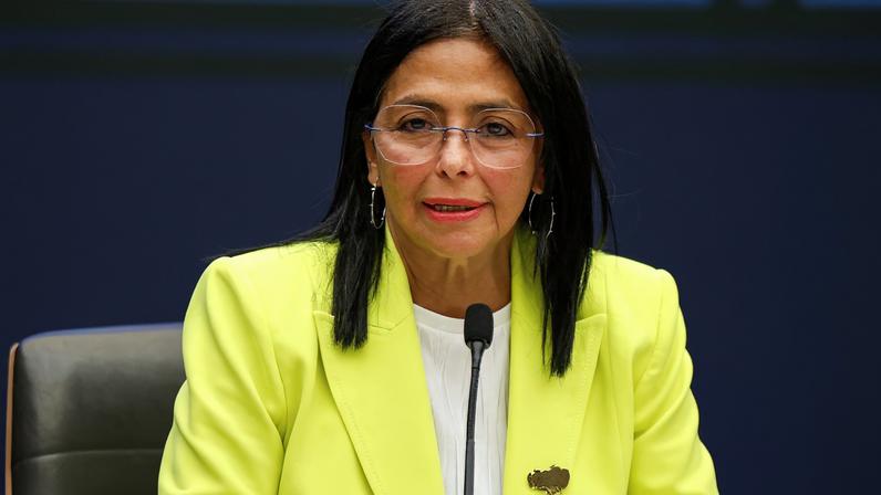 Delcy Rodríguez em Caracas 10/3/2025 REUTERS/Leonardo Fernandez Viloria