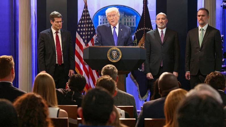 Presidente dos EUA, Donald Trump, concede entrevista coletiva na Casa Branca 20/02/2026 REUTERS/Kevin Lamarque
