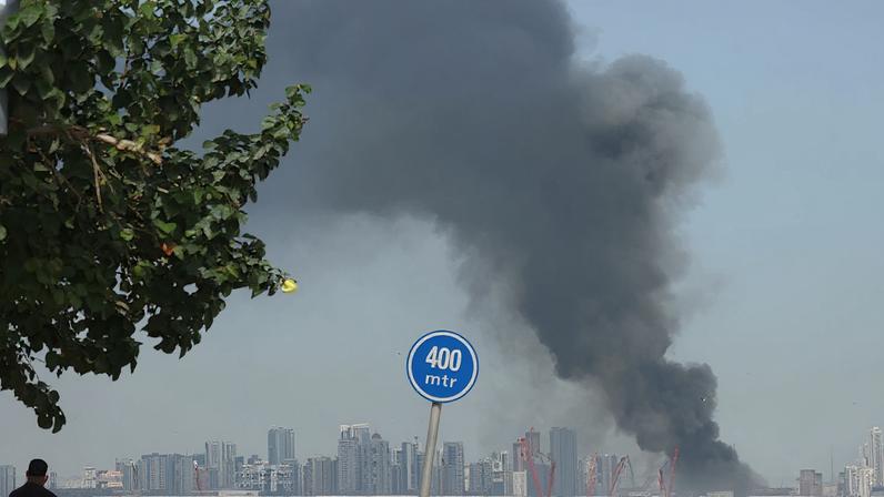 MANAMA, BAHRAIN - FEBRUARY 28: Smoke rises after Iran carried out a missile strike on the main headquarters of the U.S. Navy’s 5th Fleet in Manama in retaliation against US-Israeli attacks, in Bahrain February 28, 2026. Stringer / AnadoluNo Use USA No use UK No use Canada No use France No use Japan No use Italy No use Australia No use Spain No use Belgium No use Korea No use South Africa No use Hong Kong No use New Zealand No use Turkey