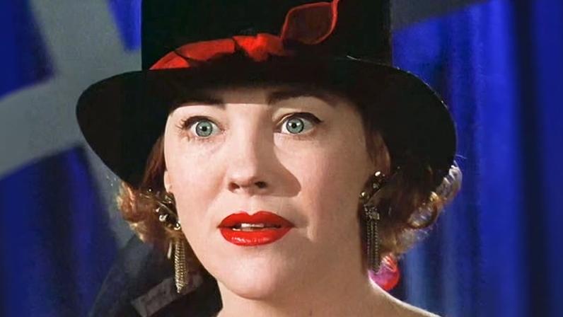 Catherine O'Hara as Delia Deetz, a pretentious sculptor who moves into a creaky Connecticut house in the 1988 film Beetlejuice, directed by Tim Burton.