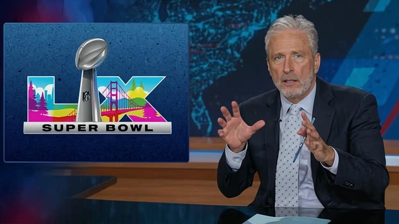 Jon Stewart to Maga: ‘The gap between the power you all wield and the victimhood you all claim is the real offense.’ Photograph: YouTube