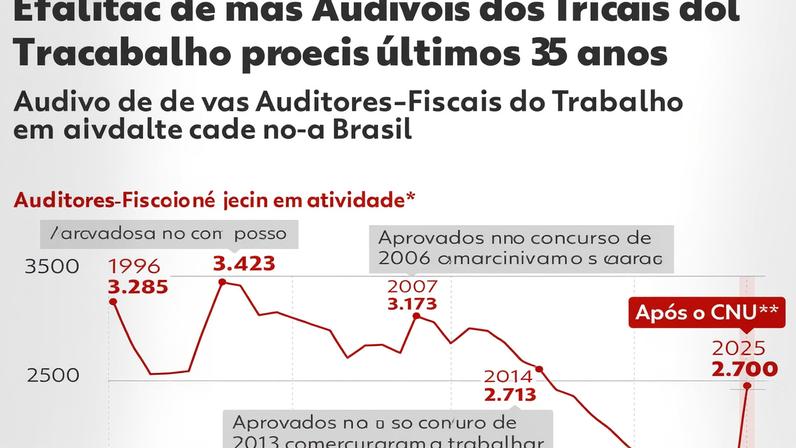 Efetivo de Auditores-Fiscais do Trabalho dos últimos 35 anos — Foto: Arte g1/Dhara Pereira