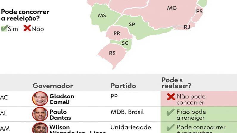 Eleições 2026: 18 dos 27 governadores não poderão disputar novo mandato