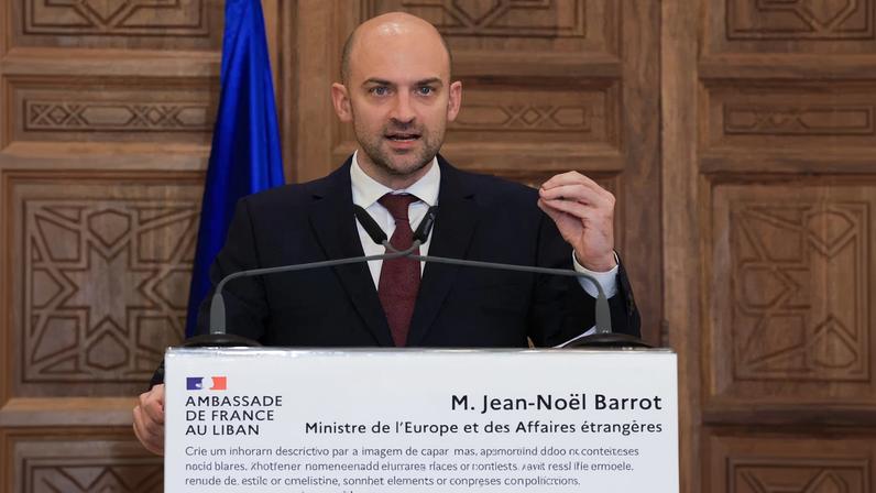 French Minister for Europe and Foreign Affairs Jean-Noel Barrot holds a press conference at the Pine Residence, the official residence of the French ambassador to Lebanon, in Beirut, Lebanon February 6, 2026.