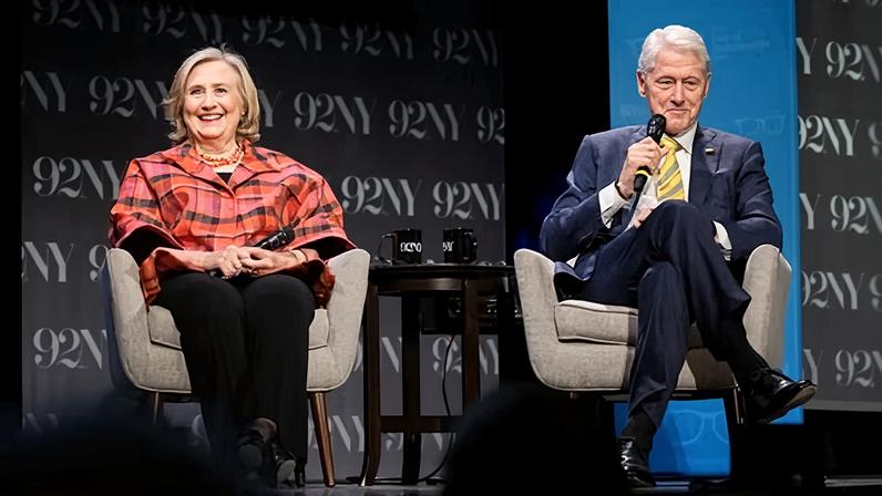 President Bill Clinton, right, speaking at the 92nd Street Y with Secretary Hillary Rodham Clinton on Thursday, May 4, 2023, in New York.