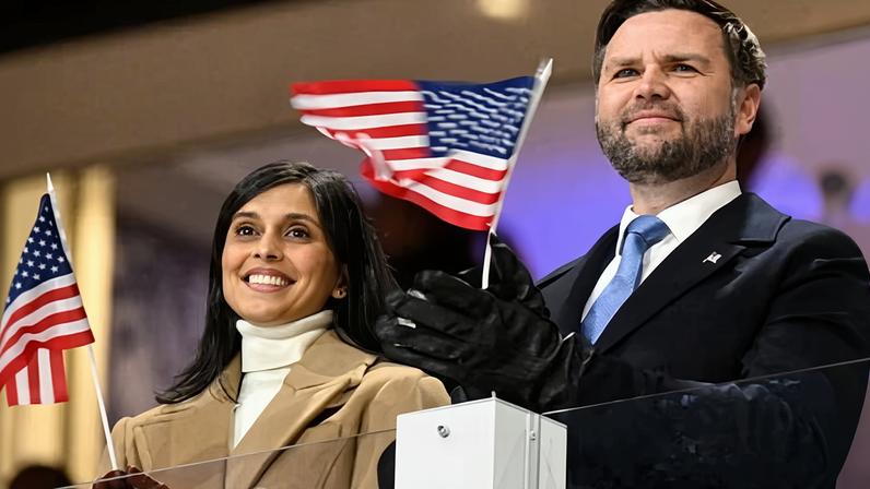 JD Vance and second lady Usha Vance watch the opening ceremony of the Winter Olympics.