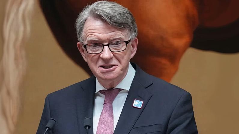 Peter Mandelson gives a speech in Washington DC in June 2025.