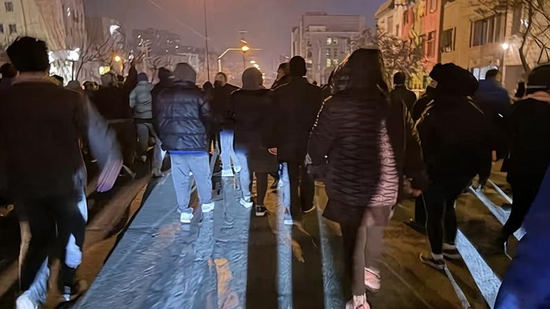 Iranians at an anti-government protest in Tehran on 8 January.