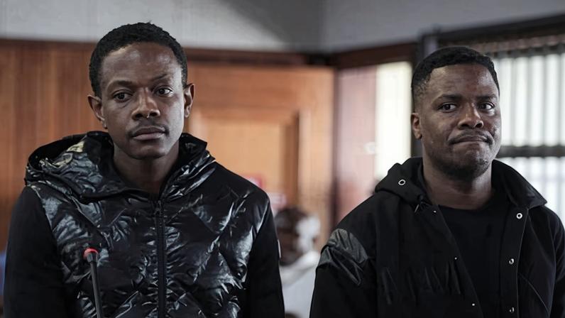 Bellarmine Chatunga Mugabe, 28, left, appeared in court on Monday for a brief hearing alongside co-accused Tobias Mugabe Matonhodze, right.