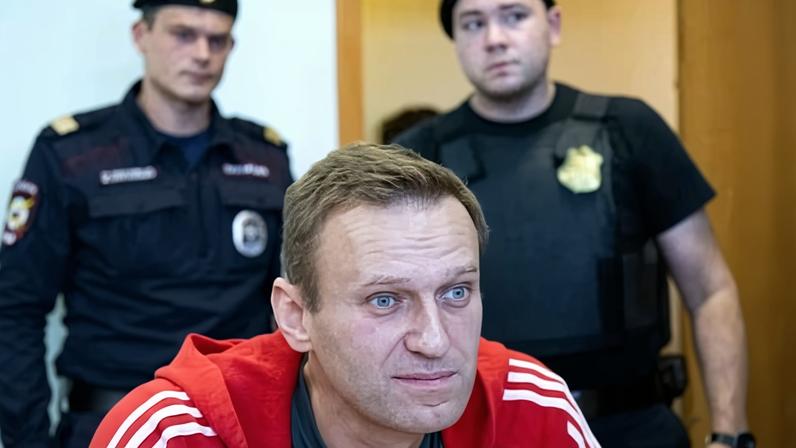 Alexei Navalny speaks to the media prior to a court session in Moscow, Russia in 2019.