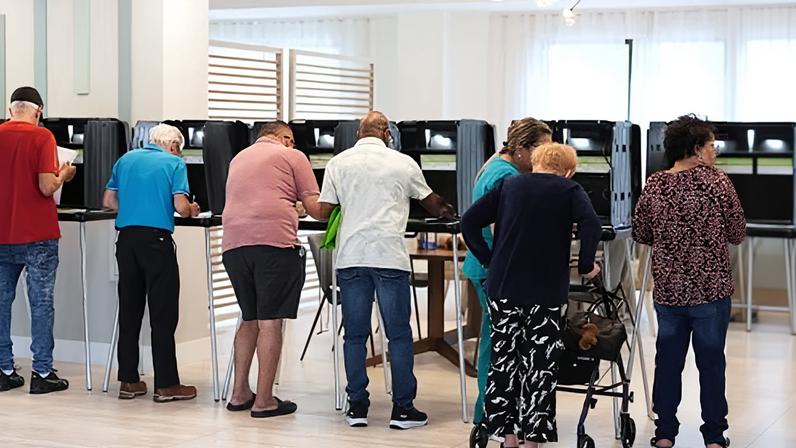 Voters cast their ballots in Miami's Little Havana neighborhood in Florida on 4 November 2025.