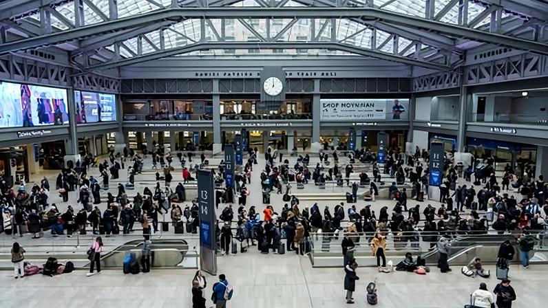 The Moynihan train hall at Penn Station in New York on 23 January 2026.