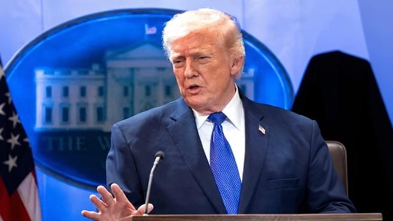 Trump at a White House briefing last week.