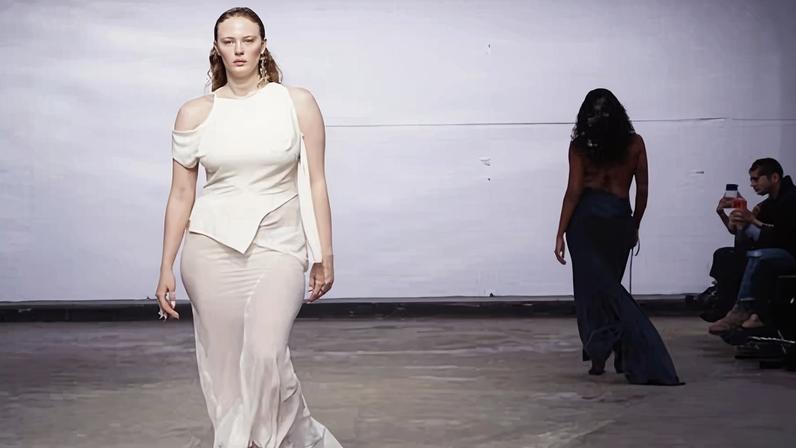 Models on the catwalk at the Karoline Vitto show at 180 Strand London, during London fashion week.