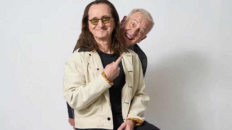 ‘He’s really emotional!’ Geddy Lee (front) and Alex Lifeson of Rush.