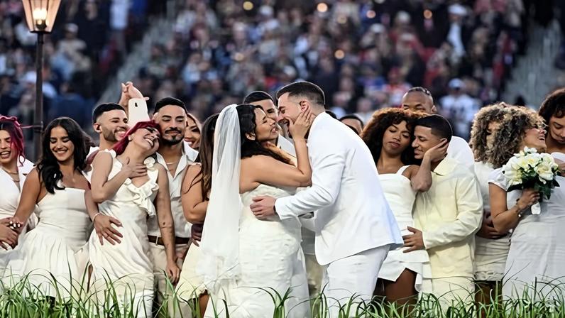 The wedding in Bad Bunny’s performance during Super Bowl LX in Santa Clara, California, was no sham.